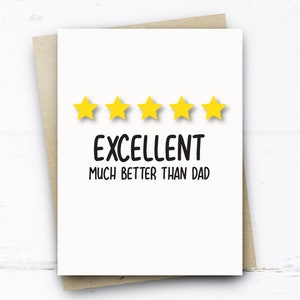 Cartão engraçado do dia das mães, excelente, muito melhor que o pai, cartão engraçado para mãe, mãe, cartão de dia das mães, cartão de avaliação 5 estrelas