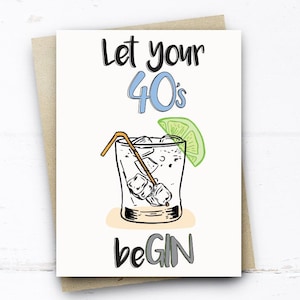 Cartão de aniversário engraçado de 40 anos para ela, amigo, esposa, marido, namorada, namorado, irmão, irmã, cartão de aniversário de 40 anos, gim, cartão de aniversário de gim