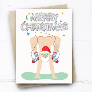 Lustige nackte Santa-Karte, Weihnachtskarte für ihn ihr Freund Freund Ehemann Frau Verlobte Bruder Schwester Cousin, Rude Weihnachtskarte