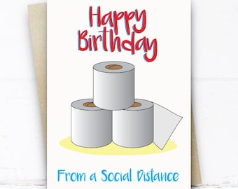 Social Distancing Happy Birthday Card, Isolation Birthday Card for Boyfriend Girlfriend Mum Dad Brother Sister Friend, Funny Birthday Cards