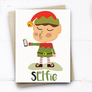 Lustige Elf Weihnachtskarte, Selfie-Karte, Weihnachtskarte für ihn ihr Freund Freund Ehemann Frau Verlobte Bruder Schwester Eltern Mama Papa