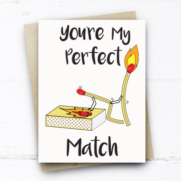 Perfect Match Card, Funny Card, Funny Anniversary Card for Her him husband wife, Funny Valentines Card, Gay Card, Rude Card Boyfriend