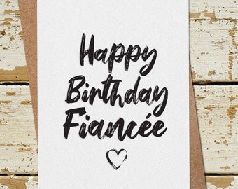 Carte d’anniversaire de fiancée, carte d’anniversaire mignon pour la femme d’être, carte de fiancée de joyeux anniversaire