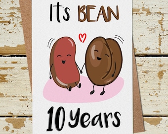Funny 10 Year Anniversary Card, 10th Wedding Anniversary Card, Anniversary Card Husband Wife Boyfriend Girlfriend, 10th Anniversary Card