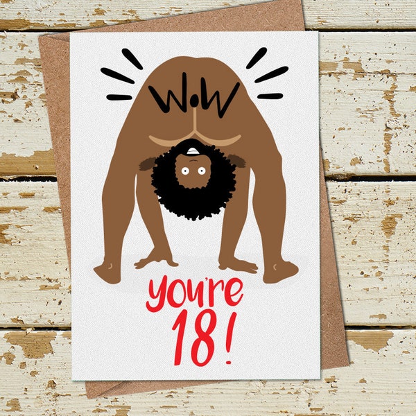 Funny Naked Man 18th Birthday Card for Girl Boy Him Her Daughter Granddaughter Son Grandson Brother Sister, Funny 18th Birthday Card