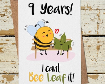 Funny 9th Anniversary Card, 9 Year Anniversary Card, Funny Anniversary Card Husband Wife Boyfriend Girlfriend, 9th Wedding Anniversary Card