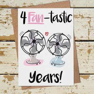 Divertido 4 años de aniversario tarjeta, 4o aniversario tarjeta, divertido aniversario tarjeta marido esposa novio novia, 4a tarjeta de aniversario de boda