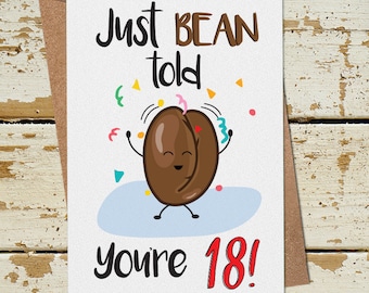 Funny 18th Birthday Card, 18th Birthday Card for Her him Brother Sister Son Daughter Friend Nephew Niece, Pun Birthday Card