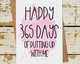 Funny 1st Anniversary Card, Happy 365 Days Card, First Anniversary Card, Funny Anniversary Card for Husband Wife Him Her