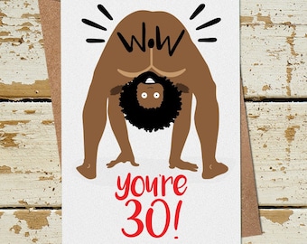 Funny Naked Man 30th Birthday Card for Him Her Boyfriend Girlfriend Husband Wife Fiance Brother Sister Cousin, Funny 30th Birthday Card