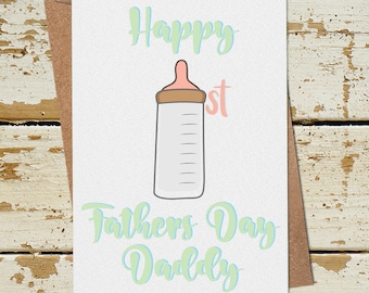 First Fathers Day Card, Fathers Card for Daddy from Baby Son Daughter, 1st Fathers Day Card