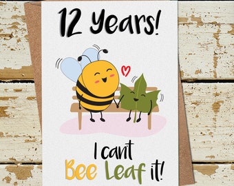 Funny 12th Anniversary Card, 12 Years Funny Anniversary Card Husband Wife Couple Parents, Cute 12th Wedding Anniversary Card