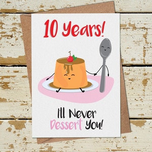Divertido 10 Año Tarjeta de Aniversario, 10a Tarjeta de Aniversario de Boda, Tarjeta de Aniversario Esposo Esposa Novia, Tarjeta 10th Aniversario