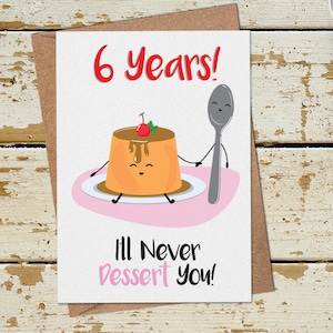 Cartão engraçado de aniversário de 6 anos, cartão de 6º aniversário, cartão de aniversário engraçado, marido, esposa, namorado, namorada, cartão de 6º aniversário de casamento