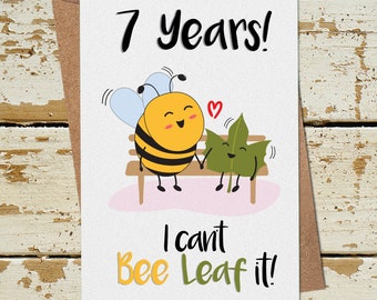 Funny 7 Year Anniversary Card, 7th Anniversary Card, Funny Anniversary Card Husband Wife Boyfriend Girlfriend, 7th Wedding Anniversary Card