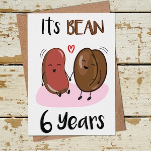 Divertida tarjeta de aniversario de 6 años, tarjeta de 6º aniversario, tarjeta de aniversario divertida esposo esposa novio novia, tarjeta de 6º aniversario de boda