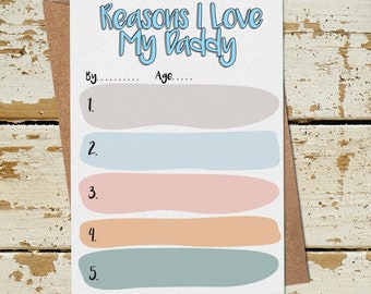 Personalised Fathers Day Card, Personalised Birthday Card for Daddy, DIY Fathers Day Card, Birthday Card Dad, Card from Baby Son Daughter