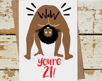 Funny Naked Man 21st Birthday Card, Funny 21st Birthday Card for Her him Brother Sister Son Daughter Friend Nephew Niece, Rude Card