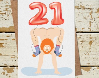 Funny Naked Man 21st Birthday Card, Funny 21st Birthday Card for Her him Brother Sister Son Daughter Friend Nephew Niece, Rude Card