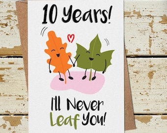 Grappige 10e verjaardag Card, Cute Card Funny Anniversary Card man vrouw hem haar 10 Jaar Card Funny Wedding Anniversary Card