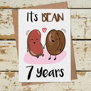 Divertida tarjeta de aniversario de 7 años, tarjeta de 7º aniversario, tarjeta de aniversario divertida esposo esposa novio novia, tarjeta de 7º aniversario de boda