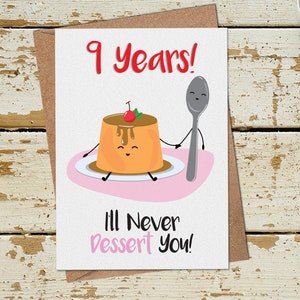 Divertido 9 Año Aniversario Tarjeta, 9o Aniversario Tarjeta, Divertido Aniversario Tarjeta Esposo Esposa Novio Novia, 9a Boda Tarjeta de Aniversario