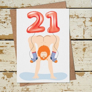 Funny Naked Man 21e carte d’anniversaire, drôle 21e carte d’anniversaire pour son lui frère Sister Son Fille Ami Nephew Niece, Rude Card