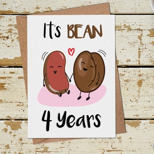 Divertente biglietto di anniversario di 4 anni, biglietto di anniversario 4°, biglietto di anniversario divertente marito moglie fidanzata fidanzata, biglietto per l'anniversario di matrimonio