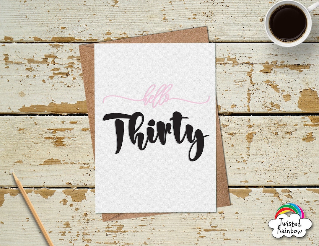 30th Birthday Card, Feminine Hello 30 Card, 30th Birthday Card for Her ...