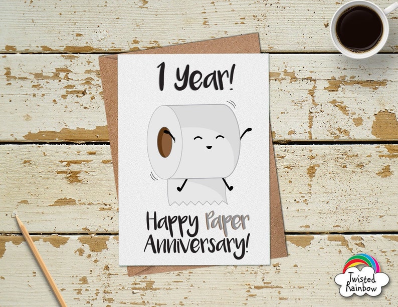 Funny 1 Year Anniversary Card, Paper Anniversary Card, Funny Anniversary Card Husband Wife, 1st Wedding Anniversary Card, 1 Year Married image 1