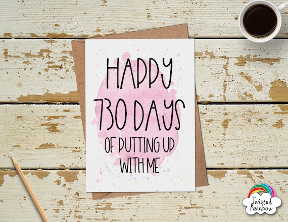 Funny 2nd Anniversary Card, Happy 730 Days Card, Second Anniversary Card, Funny Anniversary Card for Husband Wife Him Her