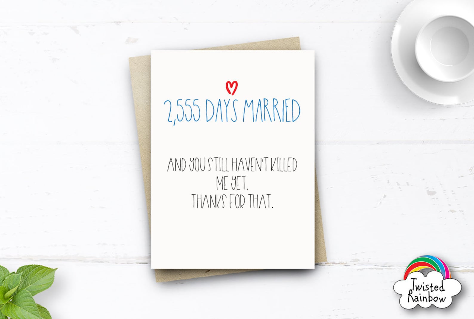 Funny 7th Anniversary Card 2555 Days Married Card Funny Etsy UK