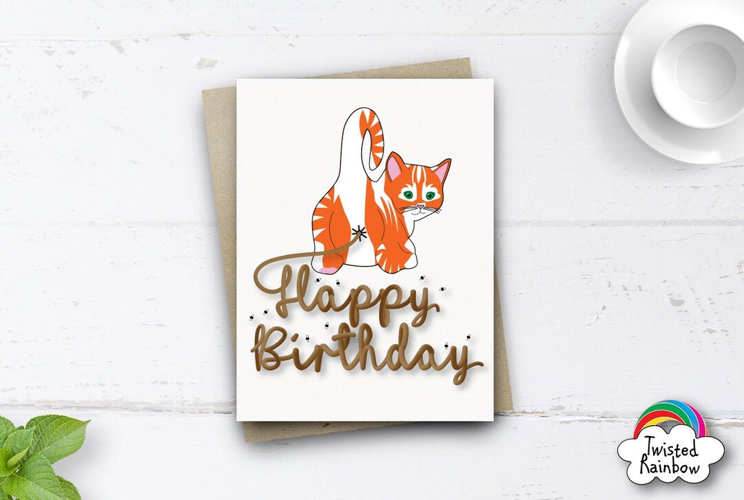 Funny Cat Birthday Card, Funny Birthday Card for Boyfriend Girlfriend ...
