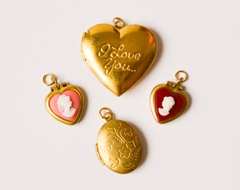 Lockets Charm Lot |charm pendants, charms, gifts for her, vintage charm, charm lot, locket charm, heart charm, valentines day, love theme|