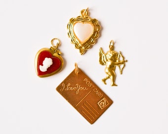 Lovers Charm Lot |charm pendants, charms, cameo, vintage charm, charm lot, locket charm, heart charm, valentines day, love theme|
