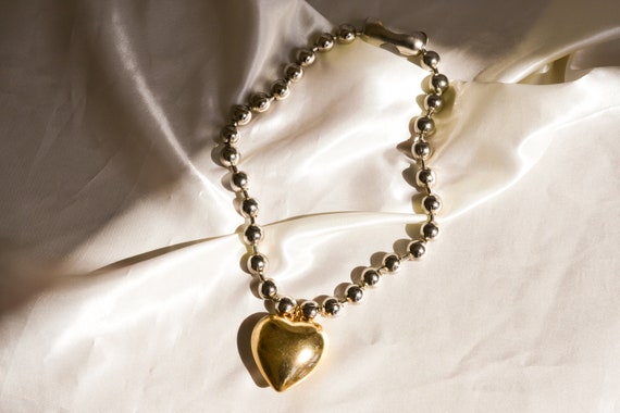 Chunky Gold Necklace for Women Punk Big Heart Starfish Charm Choker  Necklace Trendy Cuban Link Chain with Heart Pendant Y2k Concert Beach Party  