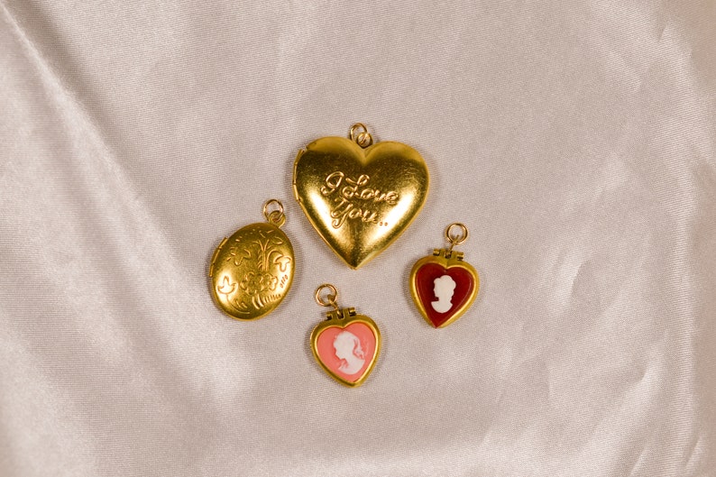 Locket Charm Lot charm pendants, charms, gifts for her, vintage charm, charm lot, locket charm, heart charm, valentines day, love theme image 2