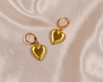 Heart Locket Earrings |heart hoops, small heart earrings, heart earrings, valentines, heart jewelry, heart locket, locket, hoops, huggie|