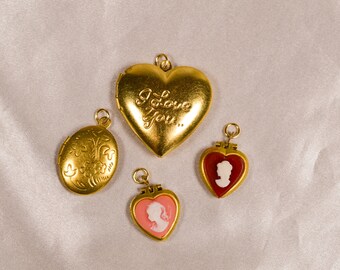 Locket Charm Lot |charm pendants, charms, gifts for her, vintage charm, charm lot, locket charm, heart charm, valentines day, love theme|