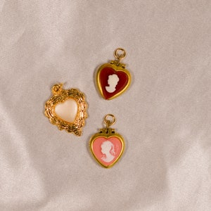 Hearts Charm Lot charm pendants, charms, cameo, vintage charm, charm lot, locket charm, heart charm, valentines day, love theme, cameos image 2