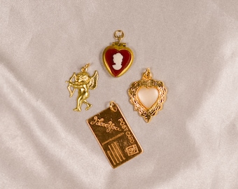 Lovers Charm Lot |charm pendants, charms, cameo, vintage charm, charm lot, locket charm, heart charm, valentines day, love theme|