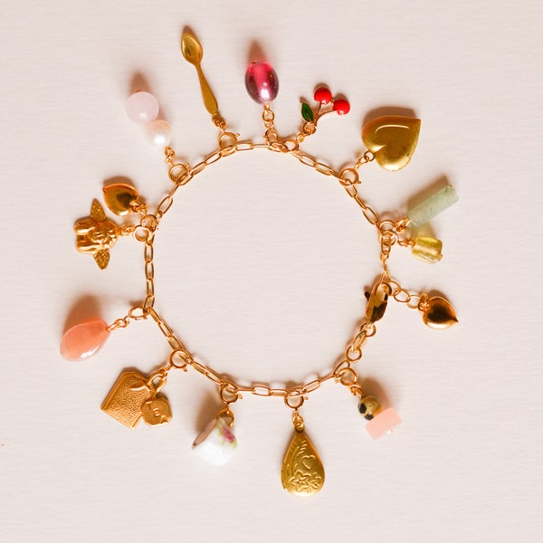 Build Your Own Custom Charm Bracelet |Gold Plated Charm Bracelet, Vintage Charm, Customizable Charm Bracelet, Custom Charms, Charm Bracelet|
