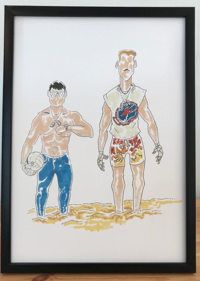 Top Gun Maverick and Goose Volleyball Original Art Print | Etsy