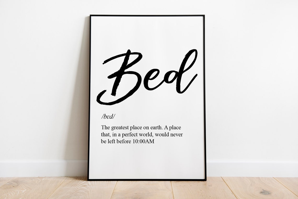 Bed Dictionary Definition Bedroom Wall Art Funny Bedroom Etsy