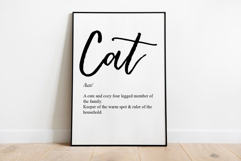 Cat Dictionary Definition PRINTABLE Art Cat Quotecat Etsy
