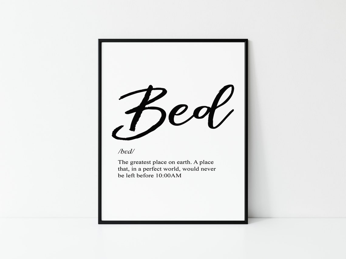 Bed Dictionary Definition Bedroom Wall Art Funny Bedroom Etsy