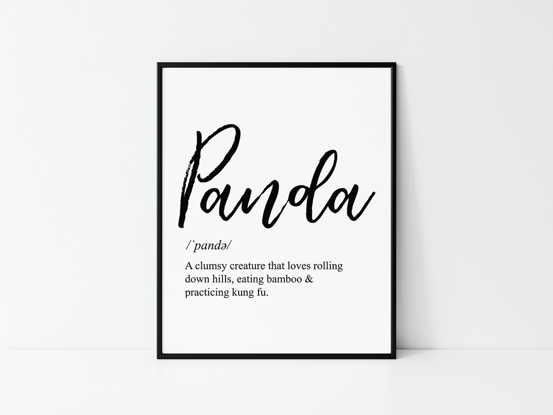 Panda Dictionary Definition Printable Art Etsy