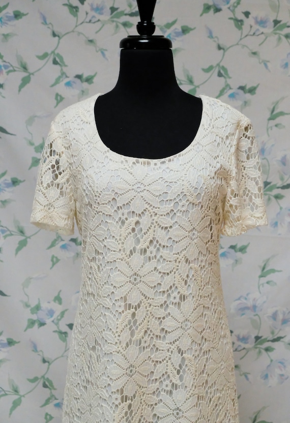 90's Crochet Lace Summer Maxi Dress - image 1
