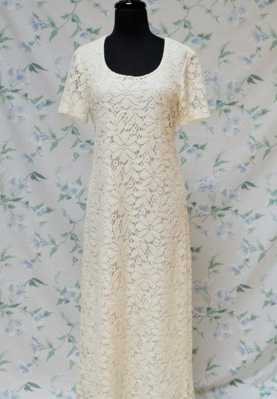 90's Crochet Lace Summer Maxi Dress - image 3