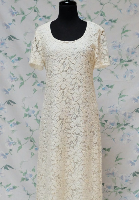 90's Crochet Lace Summer Maxi Dress - image 7